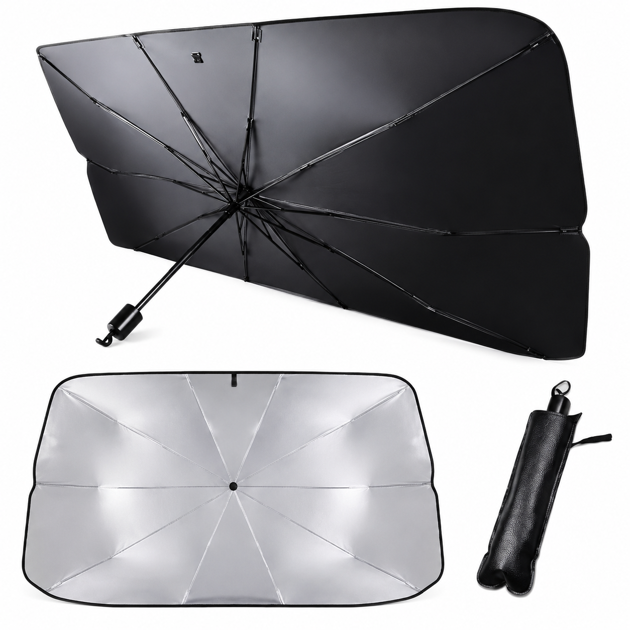 SunBlocker Pro - Windshield Sun Shade Umbrella Foldable UV & Heat Protection for Cars