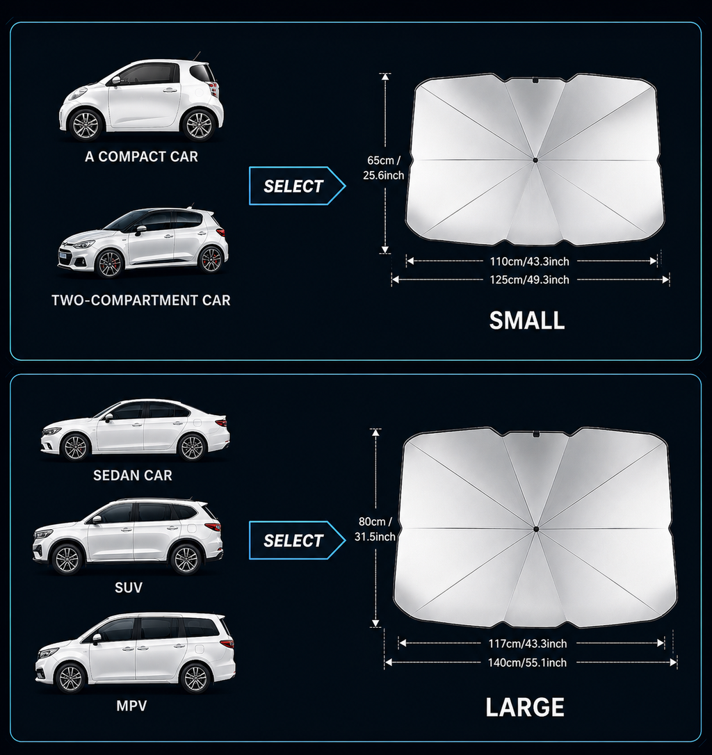 SunBlocker Pro - Windshield Sun Shade Umbrella Foldable UV & Heat Protection for Cars